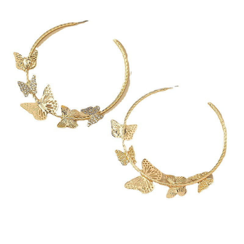 Pendientes de aleación de mariposas de diamantes al por mayor